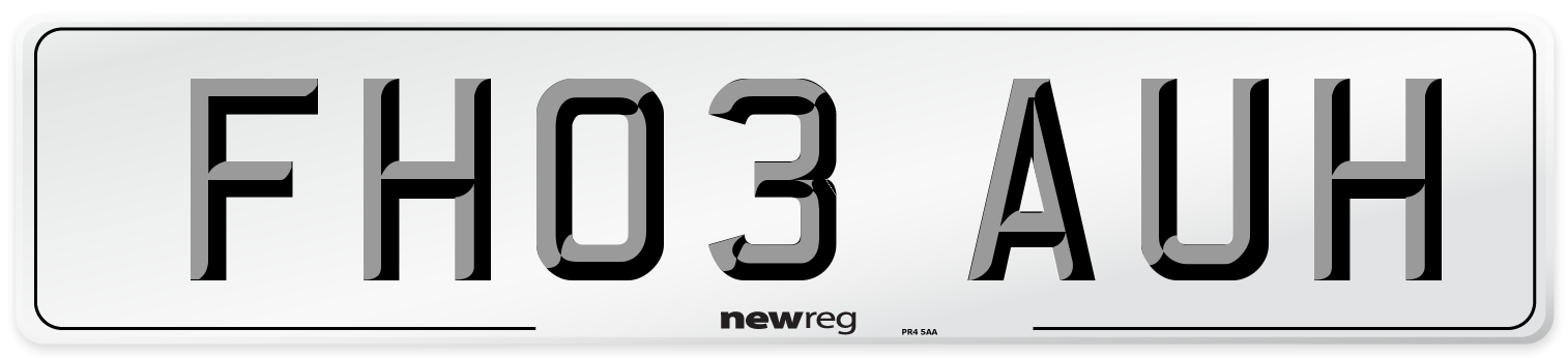 FH03 AUH Number Plate from New Reg